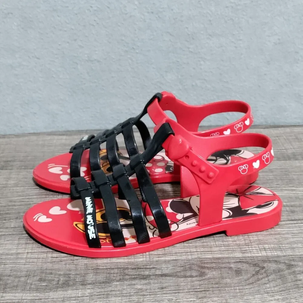 Grendene Kids Disney Minnie Mouse Sandals Size 1 US‎ Red Black Strappy